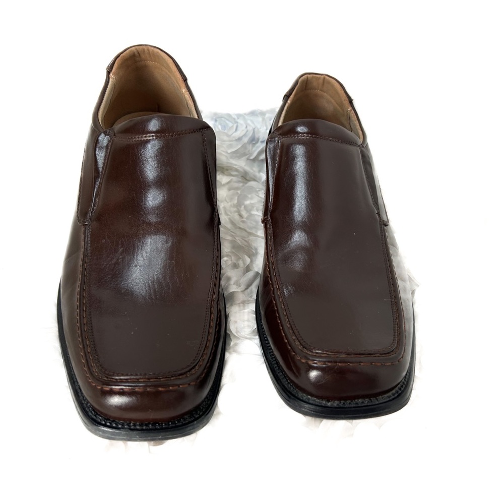 Bruno Marc Goldman-02 Brown Leather Square Toe Loafer Shoes Men's 14